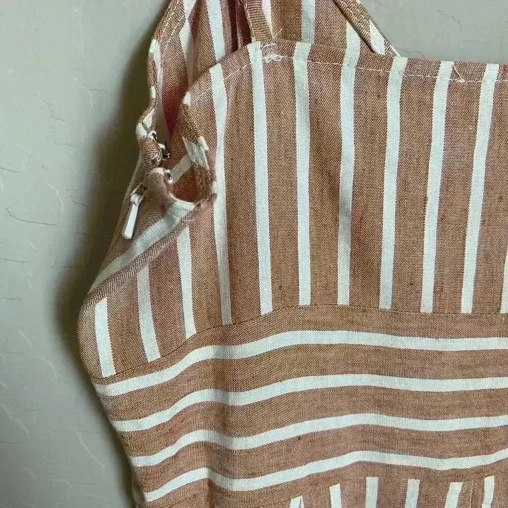 Leith Sleeveless Linen Blend Stripe‎ Jumpsuit XS